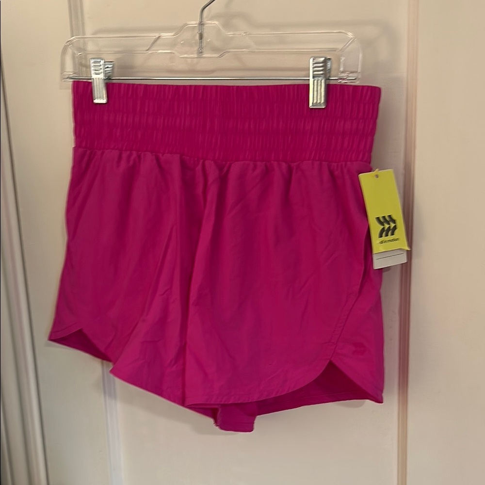 All in Motion High Rise Crinkle Short in Pink